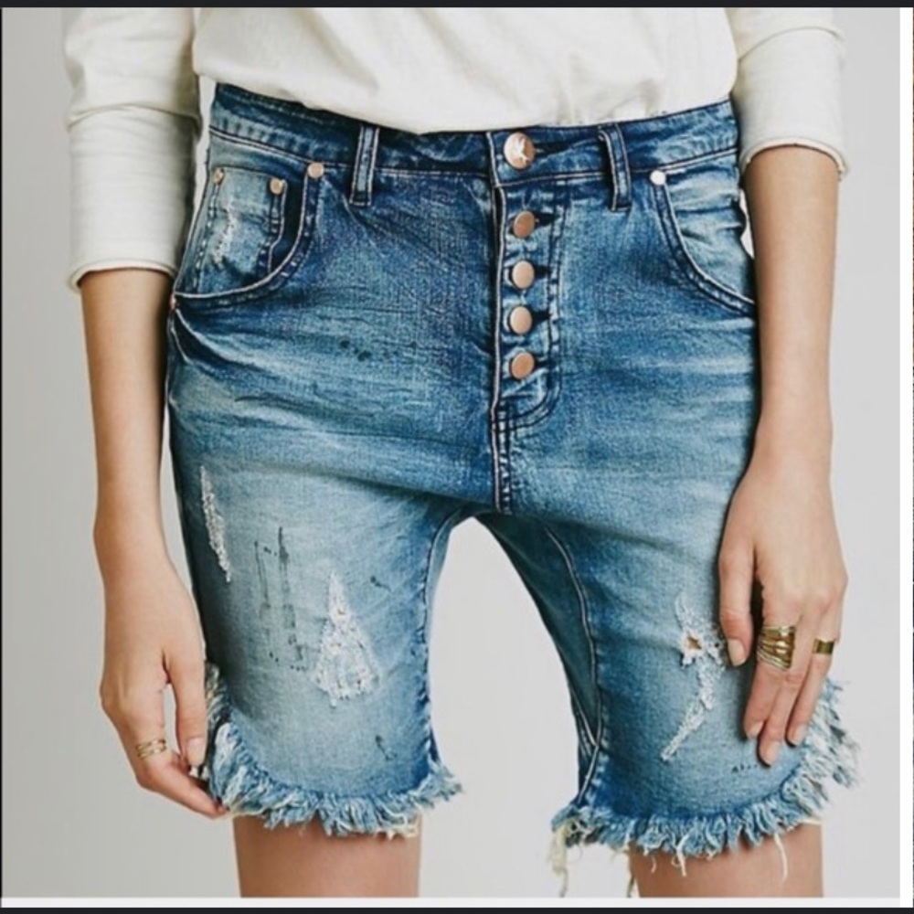 One Teaspoon Apollo Distressed Denim Jean Shorts 24
